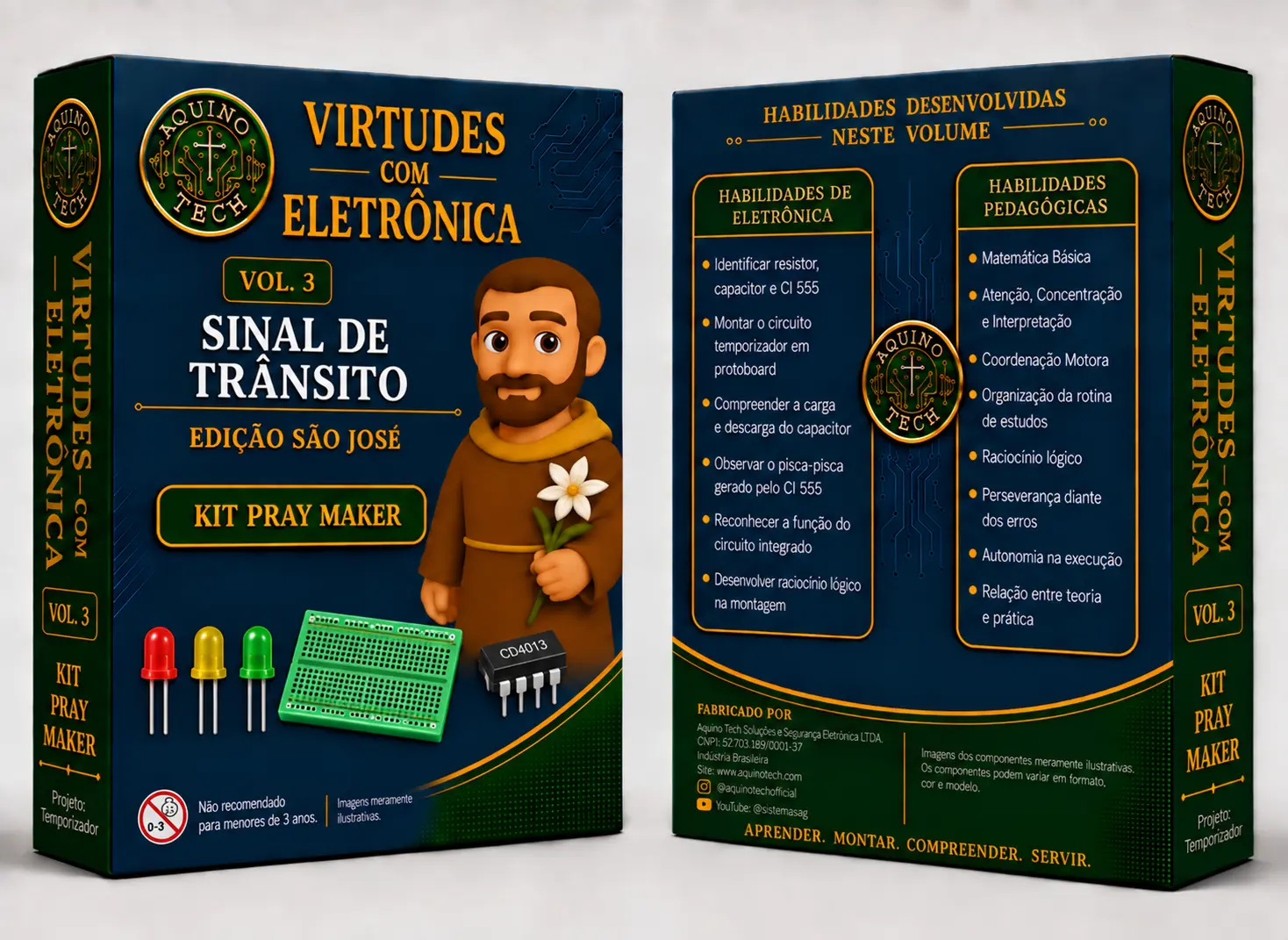 Frente e verso do Volume 3 Sinal de Trânsito da coleção Virtudes com Eletrônica